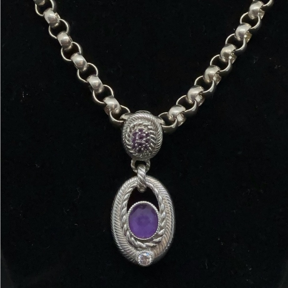 Judith Ripka Amethyst and CZ Previously owned, gently worn necklace. Sterling